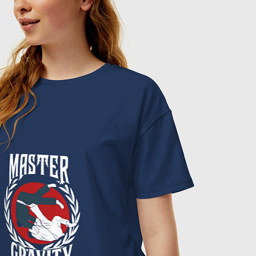 Женская футболка оверсайз Мастер Гравитации / Тёмно-синий – фото 3