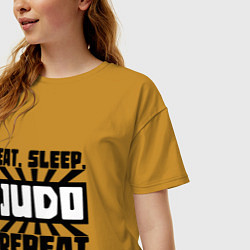 Футболка оверсайз женская Eat, Sleep, Judo, Repeat, цвет: горчичный — фото 2