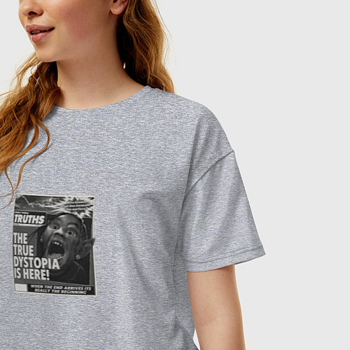Женская футболка оверсайз Dystopia Travis Scott / Меланж – фото 3