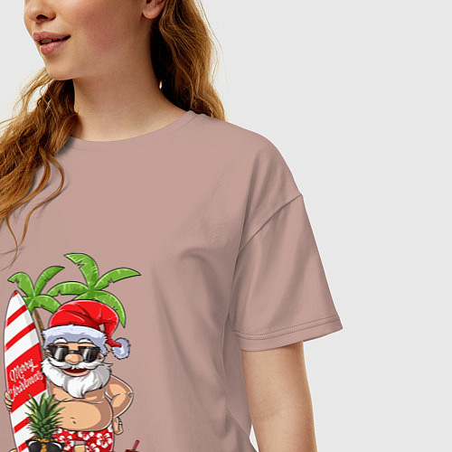 Женская футболка оверсайз Santa on Vibe / Пыльно-розовый – фото 3