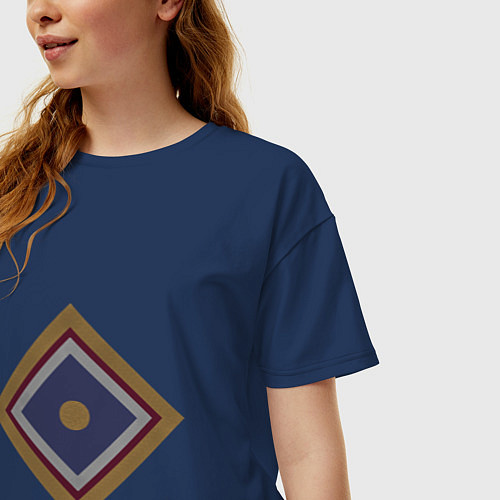 Женская футболка оверсайз Чрево славянский оберег в цвете / Тёмно-синий – фото 3