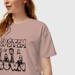 Футболка оверсайз женская Карикатура на группу System of a Down, цвет: пыльно-розовый — фото 2