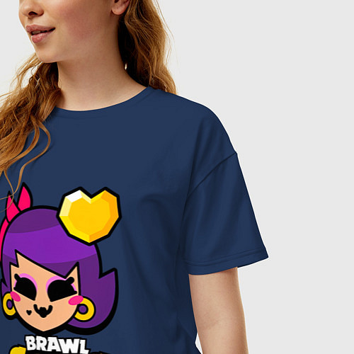 Женская футболка оверсайз LOLA LOVE BRAWL STARS / Тёмно-синий – фото 3
