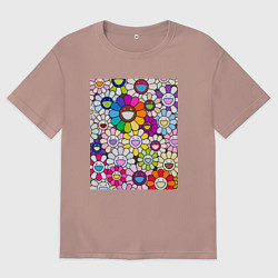 Футболка оверсайз женская Field of Flowers Мураками, цвет: пыльно-розовый
