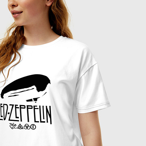 Женская футболка оверсайз Дирижабль Led Zeppelin с лого участников / Белый – фото 3