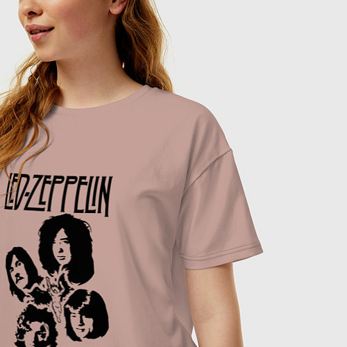 Женская футболка оверсайз Участники группы Led Zeppelin / Пыльно-розовый – фото 3