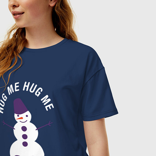 Женская футболка оверсайз Снеговик 2022 / Тёмно-синий – фото 3