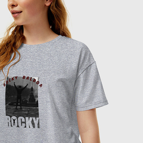Женская футболка оверсайз Rocky Balboa Рокки Бальбоа / Меланж – фото 3