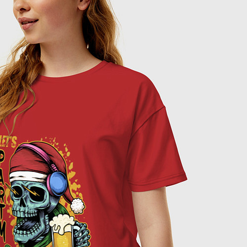 Женская футболка оверсайз Skull Santa / Красный – фото 3