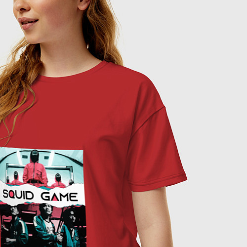 Женская футболка оверсайз Play - Squid Game / Красный – фото 3