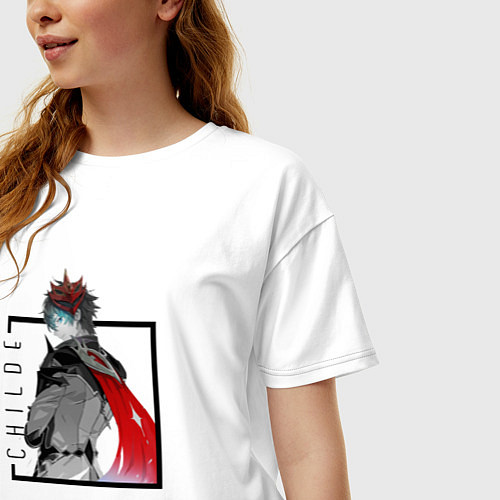 Женская футболка оверсайз Тарталья в квадрате / Белый – фото 3