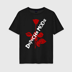 Футболка оверсайз женская Depeche Mode красная роза, цвет: черный