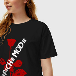 Футболка оверсайз женская Depeche Mode красная роза, цвет: черный — фото 2