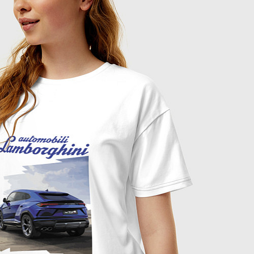 Женская футболка оверсайз Lamborghini Urus Sport / Белый – фото 3