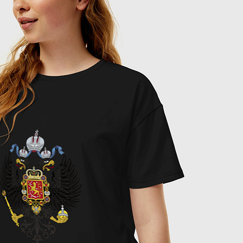 Женская футболка оверсайз Черный орел Российской империи / Черный – фото 3