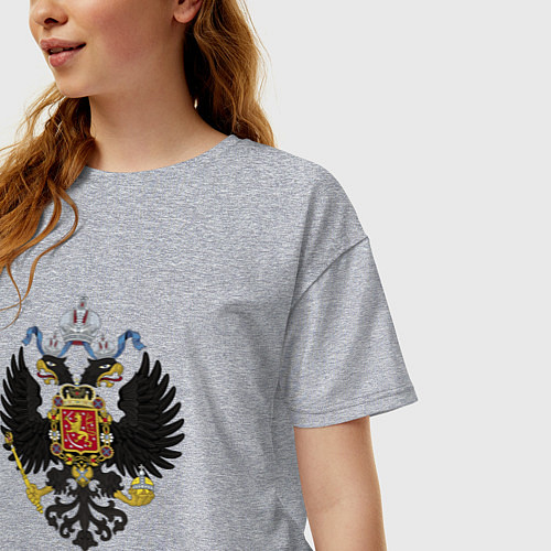 Женская футболка оверсайз Черный орел Российской империи / Меланж – фото 3