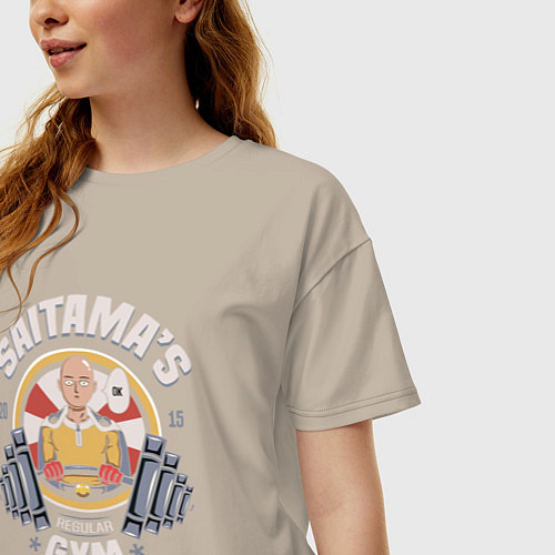 Женская футболка оверсайз Ванпанчмен 01 / Миндальный – фото 3