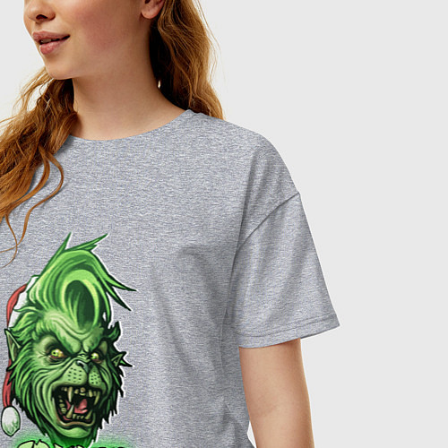 Женская футболка оверсайз Гринч - похититель Рождества / Меланж – фото 3