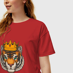 Футболка оверсайз женская Тигр в короне Tiger in the crown, цвет: красный — фото 2