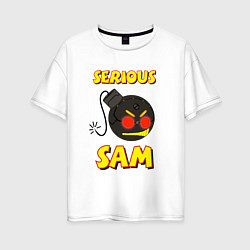 Футболка оверсайз женская Serious Sam Bomb Logo, цвет: белый