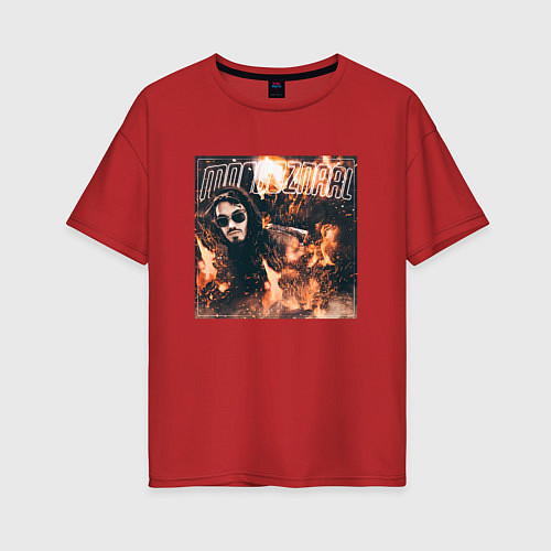 Женская футболка оверсайз Mnogoznaal on fire / Красный – фото 1