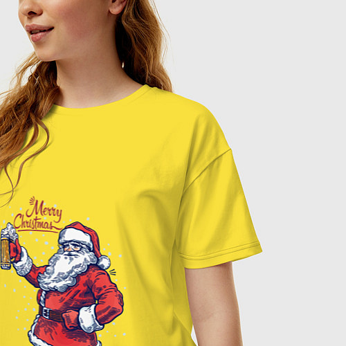 Женская футболка оверсайз Merry Christmas / Желтый – фото 3