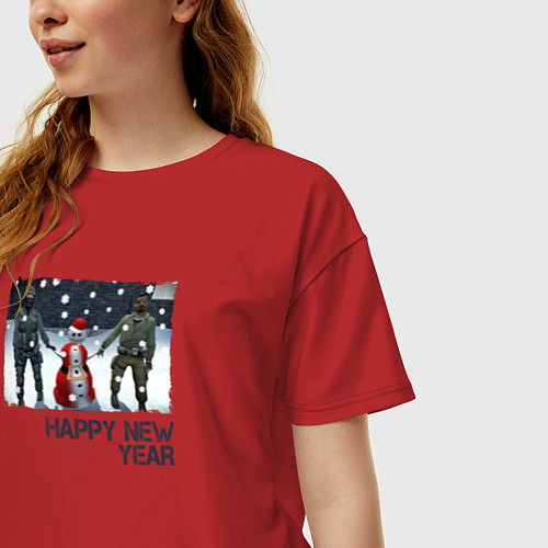 Женская футболка оверсайз Counter-Strike HNY / Красный – фото 3