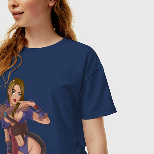 Женская футболка оверсайз Eivor girl Assassins Creed / Тёмно-синий – фото 3
