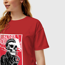 Футболка оверсайз женская Курящий скелет, цвет: красный — фото 2