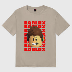 Футболка оверсайз женская ROBLOX RED LOGO LEGO FACE, цвет: миндальный