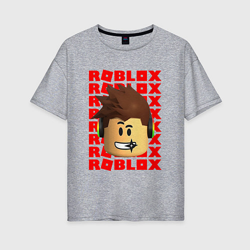 Женская футболка оверсайз ROBLOX RED LOGO LEGO FACE / Меланж – фото 1