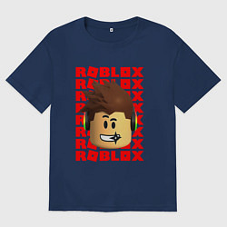 Женская футболка оверсайз ROBLOX RED LOGO LEGO FACE