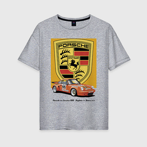 Женская футболка оверсайз Porsche 911 Carrera RSR - Daytona 24 Hours 1973 / Меланж – фото 1