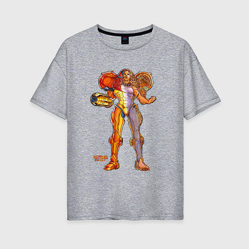 Женская футболка оверсайз Анатомия Экзоскелета Metroid Dread / Меланж – фото 1
