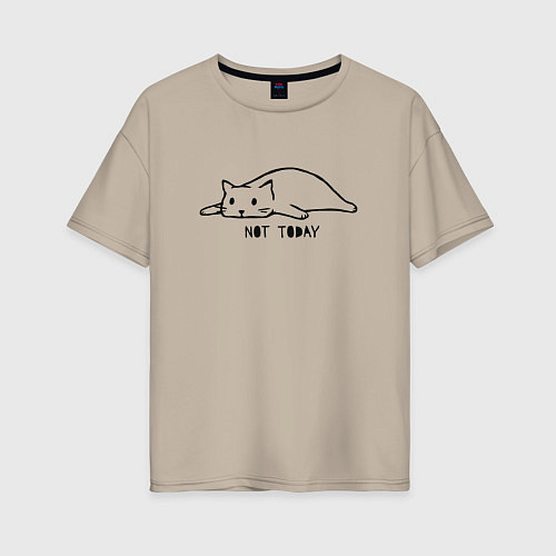 Женская футболка оверсайз Кот не сегодня / Миндальный – фото 1