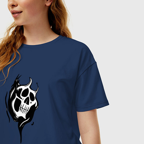 Женская футболка оверсайз Demons cry / Тёмно-синий – фото 3