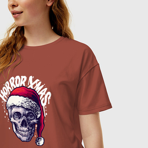 Женская футболка оверсайз Horror Xmas 2022 / Кирпичный – фото 3
