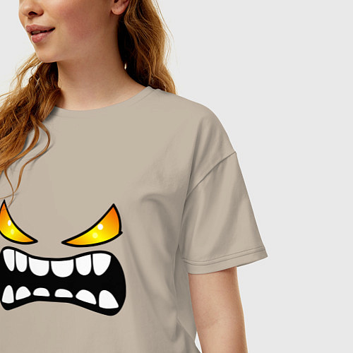 Женская футболка оверсайз Geometry Dash: Demon Face / Миндальный – фото 3