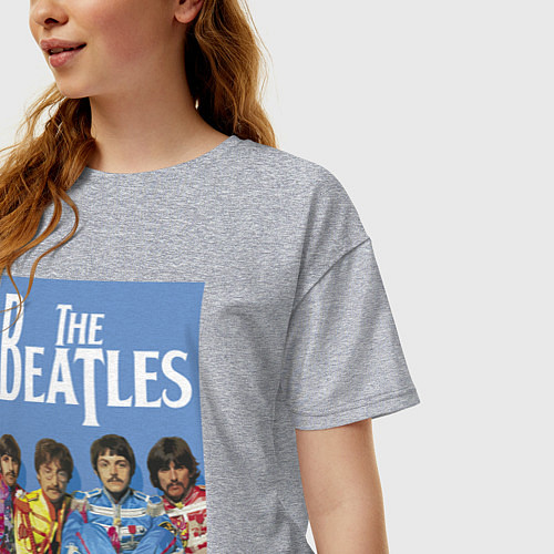 Женская футболка оверсайз The Beatles - world legend! / Меланж – фото 3