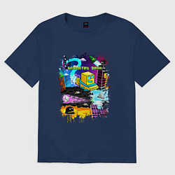 Футболка оверсайз женская Geometry Dash: Pixel Logo, цвет: тёмно-синий