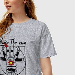 Футболка оверсайз женская Dark Souls - Praise the Sun!, цвет: меланж — фото 2