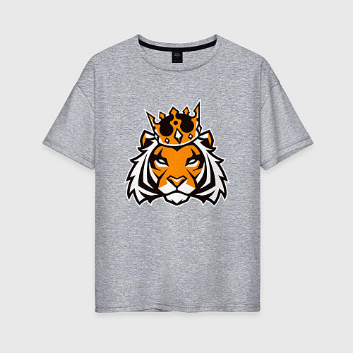 Женская футболка оверсайз Тигр в короне Tiger in crown / Меланж – фото 1