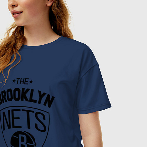 Женская футболка оверсайз The Brooklyn Nets / Тёмно-синий – фото 3