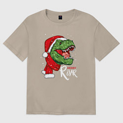 Футболка оверсайз женская T-rex Merry Roar, цвет: миндальный