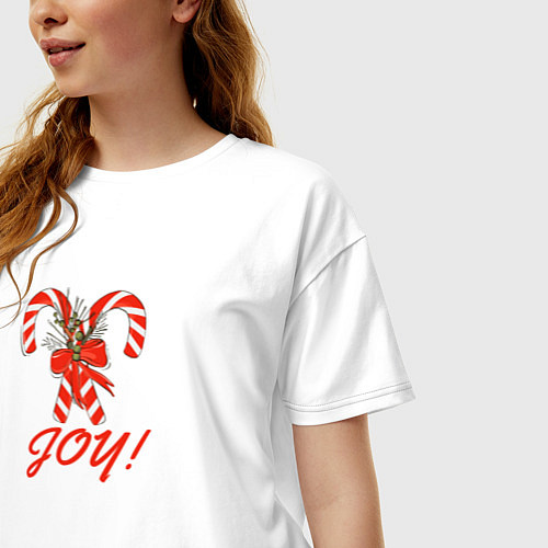 Женская футболка оверсайз New Years sweet Joy / Белый – фото 3