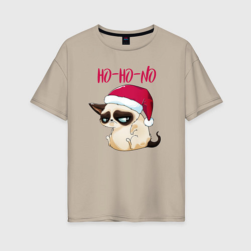 Женская футболка оверсайз Ugly cat Ho-Ho-No / Миндальный – фото 1