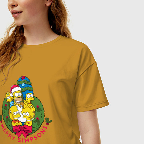 Женская футболка оверсайз Merry Simpsons / Горчичный – фото 3