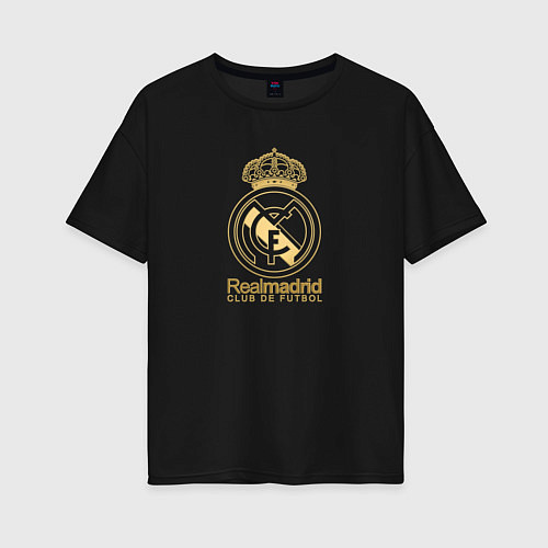 Женская футболка оверсайз Real Madrid gold logo / Черный – фото 1