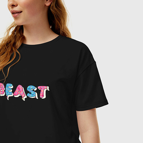 Женская футболка оверсайз Mr Beast - Art 1 / Черный – фото 3