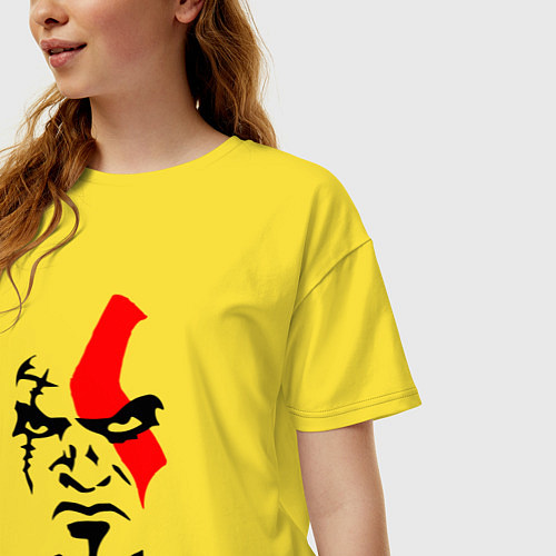 Женская футболка оверсайз ЛИЦО КРАТОСА, БОГ ВОЙНЫ / Желтый – фото 3